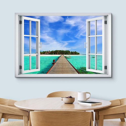 Canvas wall art window view - wall, |